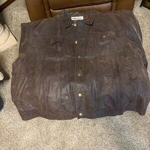 Big and Tall Men's Brown Genuine Leather Jacket – Size 5XL